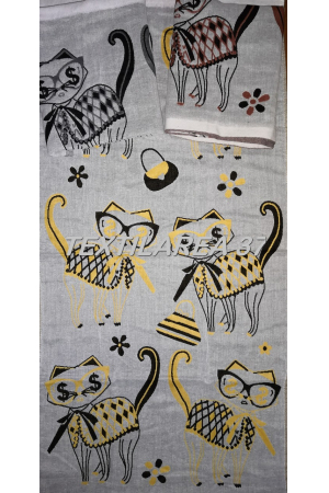 Полотенце "Кошки" 70*140 (лен+хлопок) вид 14
