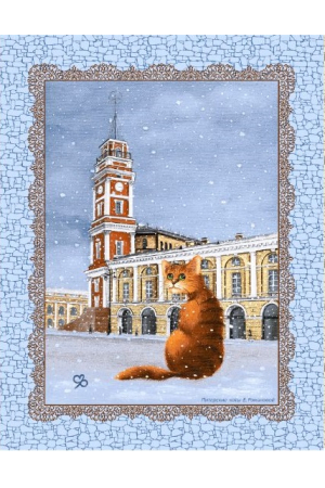 Полотенце кухонное рогожка  " Питерские коты" вид 3